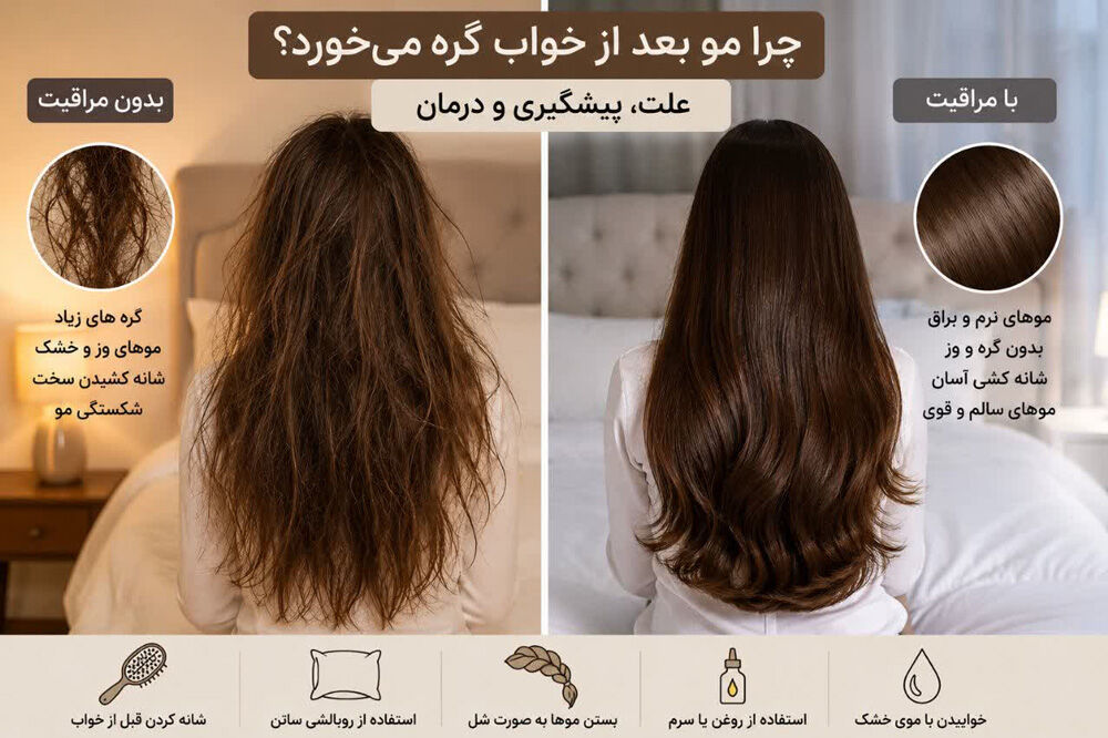 گره خوردن مو در خواب گره خوردن مو در خواب و راهکارهای اساسی برای رفع مشکل
